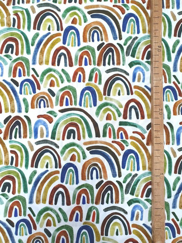 Popeline Digitaldruck Regenbogen bunt