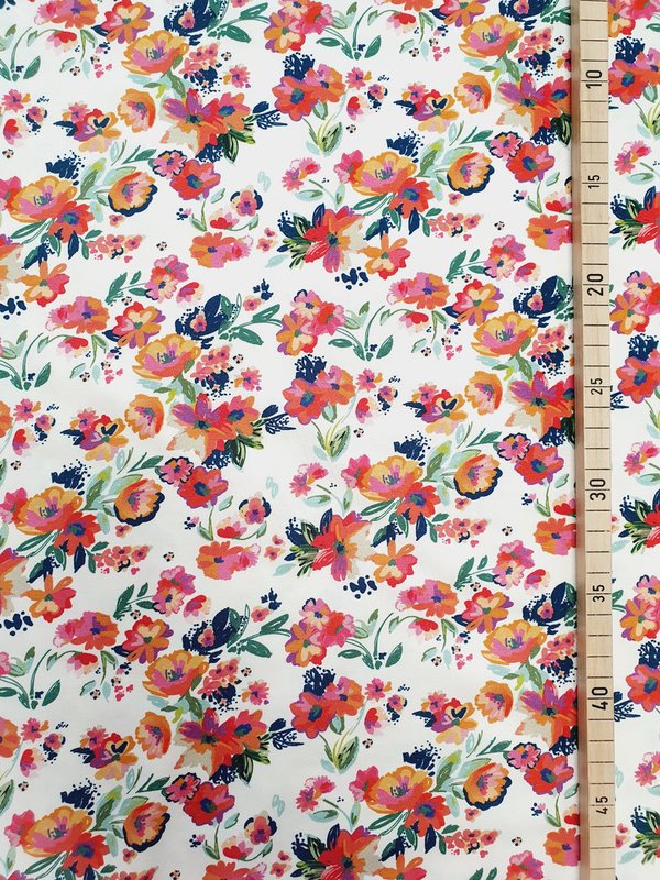 Megan Blue Fabrics Jersey Digitaldruck Happy Flowers