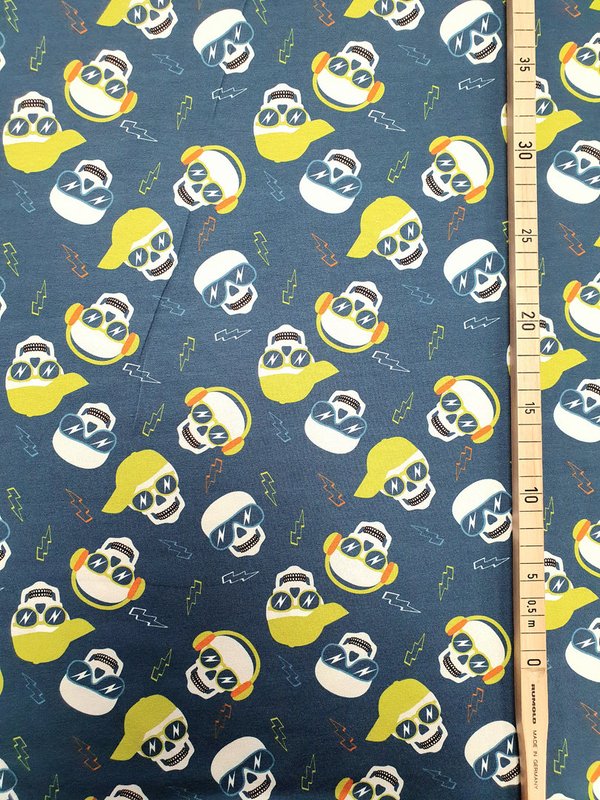 Megan Blue Fabrics Jersey Digitaldruck Cool Skull