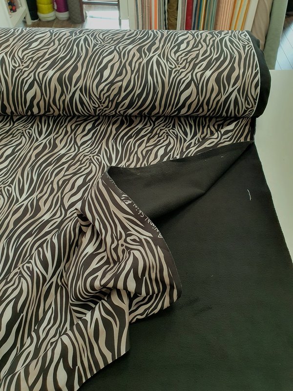Softshell Digitaldruck Zebra beige schwarz